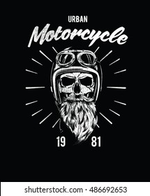 Racing motorcycle skull typography, t-shirt graphics, vectors