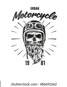 Racing motorcycle skull typography, t-shirt graphics, vectors