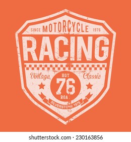 Racing motorcycle typography, t-shirt graphics, vectors