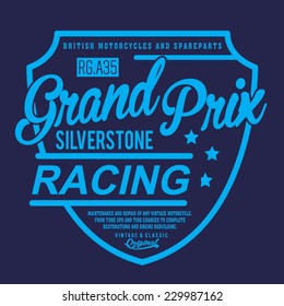 Racing motorcycle typography, y-shirt graphics, vectors