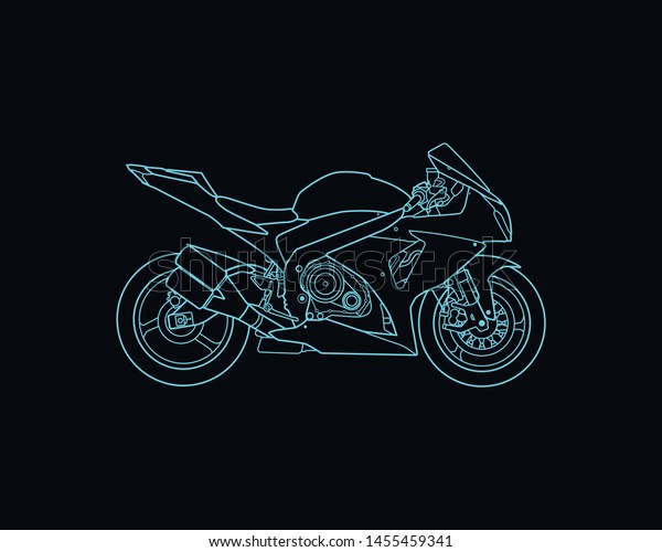 Racing Motorcycle Vector Illustration Outline Design Stock Vector ...