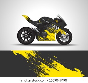 Racing motorcycle wrap decal and vinyl sticker design. Concept graphic abstract background for wrapping vehicles, motorsports, Sportbikes, motocross, supermoto and livery. Vector illustration. 