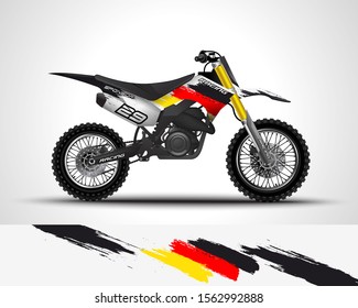Racing motorcycle wrap decal and vinyl sticker design. Concept graphic abstract background for wrapping vehicles, motorsports, Sportbikes, motocross, supermoto and livery. Vector illustration. Germany