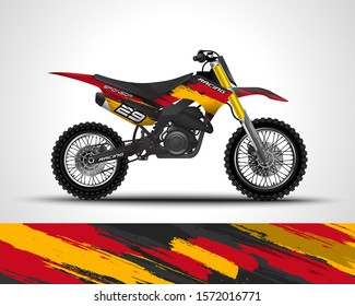 Racing motorcycle wrap decal and vinyl sticker design. Concept graphic abstract background for wrapping vehicles, motorsports, Sportbikes, motocross, supermoto and livery. Vector illustration. Spain