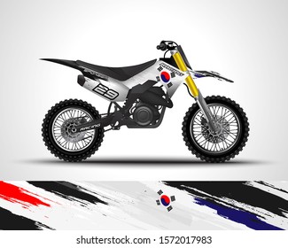 Racing motorcycle wrap decal and vinyl sticker design. Concept graphic abstract background for wrapping vehicles, Sportbikes, motocross, supermoto and livery. Vector illustration. South Korea