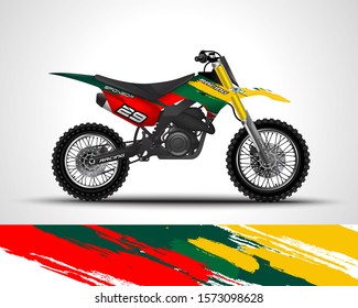 Racing motorcycle wrap decal and vinyl sticker. Concept graphic abstract background for wrapping vehicles, motorsports, Sportbikes, motocross, supermoto and livery. Vector illustration. Lithuania