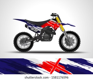 Racing motorcycle wrap decal and vinyl sticker design. Concept graphic abstract background for wrapping vehicles, motorsports, Sportbikes, motocross, supermoto and livery. Vector illustration. Iceland