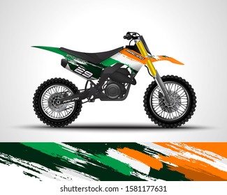 Racing motorcycle wrap decal and vinyl sticker design. Concept graphic abstract background for wrapping vehicles, motorsports, Sportbikes, motocross, supermoto and livery. Vector illustration. Ireland