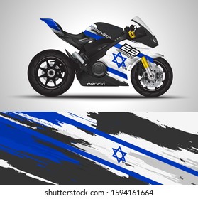 Racing motorcycle wrap decal and vinyl sticker design. Concept graphic abstract background for wrapping vehicles, motorsports, Sportbikes, motocross, supermoto and livery. Vector illustration.