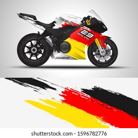 Racing motorcycle wrap decal and vinyl sticker design. Concept graphic abstract background for wrapping vehicles, motorsports, Sportbikes, motocross, supermoto and livery. Vector illustration.