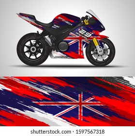 Racing motorcycle wrap decal and vinyl sticker design. Concept graphic abstract background for wrapping vehicles, motorsports, Sportbikes, motocross, supermoto and livery. Vector illustration.