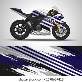 Racing motorcycle wrap decal and vinyl sticker design. Concept graphic abstract background for wrapping vehicles, motorsports, Sportbikes, motocross, supermoto and livery. Vector illustration.
