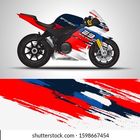 Racing motorcycle wrap decal and vinyl sticker design. Concept graphic abstract background for wrapping vehicles, motorsports, Sportbikes, motocross, supermoto and livery. Vector illustration.
