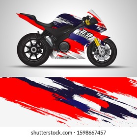 Racing motorcycle wrap decal and vinyl sticker design. Concept graphic abstract background for wrapping vehicles, motorsports, Sportbikes, motocross, supermoto and livery. Vector illustration.