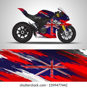 Racing motorcycle wrap decal and vinyl sticker design. Concept graphic abstract background for wrapping vehicles, motorsports, Sportbikes, motocross, supermoto and livery. Vector illustration.