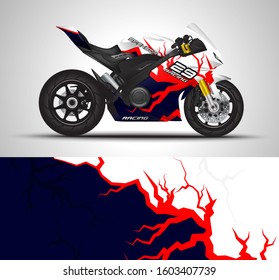 Racing motorcycle wrap decal and vinyl sticker design. Concept graphic abstract background for wrapping vehicles, motorsports, Sportbikes, sport bike and livery. Vector illustration.