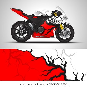 Racing motorcycle wrap decal and vinyl sticker design. Concept graphic abstract background for wrapping vehicles, motorsports, Sportbikes, sport bike and livery. Vector illustration.