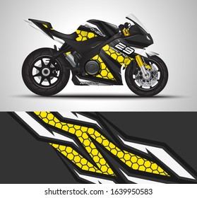Racing motorcycle wrap decal and vinyl sticker design. Concept graphic abstract background for wrapping vehicles, motorsports, Sport bikes, motocross, supermoto and livery. Vector illustration.