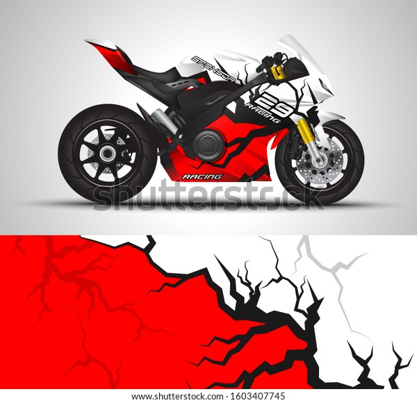 Vektor Stok Racing Motorcycle Wrap Decal Vinyl Sticker (Tanpa Royalti ...