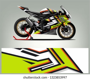 Racing motorcycle wrap design. ready print concept for vinyl wrap and motorcycle decal - Vector