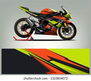 Racing motorcycle wrap design. ready print concept for vinyl wrap and motorcycle decal - Vector