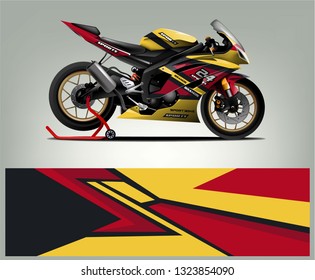 Racing motorcycle wrap design. ready print concept for vinyl wrap and motorcycle decal - Vector