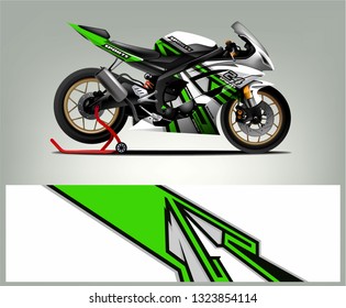 Racing motorcycle wrap design. ready print concept for vinyl wrap and motorcycle decal - Vector