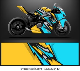 Racing motorcycle wrap design. ready print concept for vinyl wrap and motorcycle decal - Vector - Vector