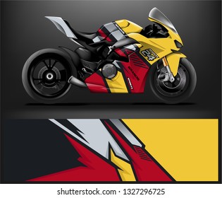 Racing motorcycle wrap design. ready print concept for vinyl wrap and motorcycle decal - Vector - Vector
