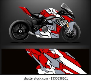 Racing motorcycle wrap design. ready print concept for vinyl wrap and motorcycle decal