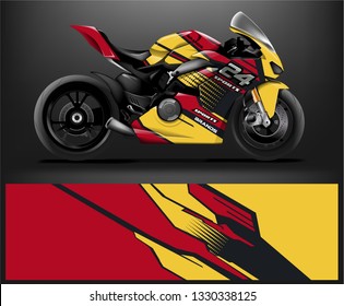 Racing motorcycle wrap design. ready print concept for vinyl wrap and motorcycle decal