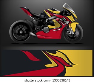 Racing motorcycle wrap design. ready print concept for vinyl wrap and motorcycle decal