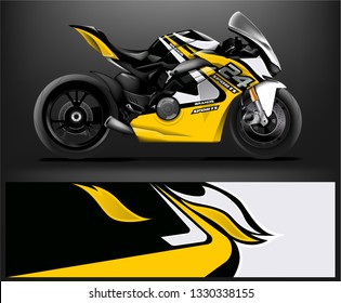 Racing motorcycle wrap design. ready print concept for vinyl wrap and motorcycle decal