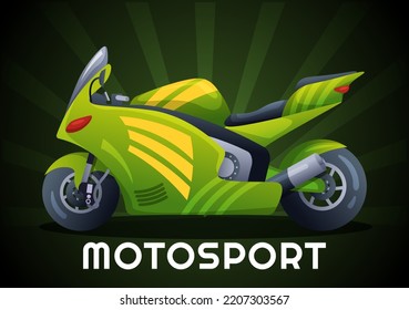 Racing Motosport Speed Bike Template Hand Drawn Cartoon Flat Illustration for Competition or Championship Race by Wearing Sportswear and Equipment