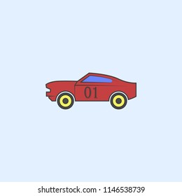 racing muscle car field outline icon. Element of monster trucks show icon for mobile concept and web apps. Field outline racing muscle car icon can be used for web and mobile on blue background