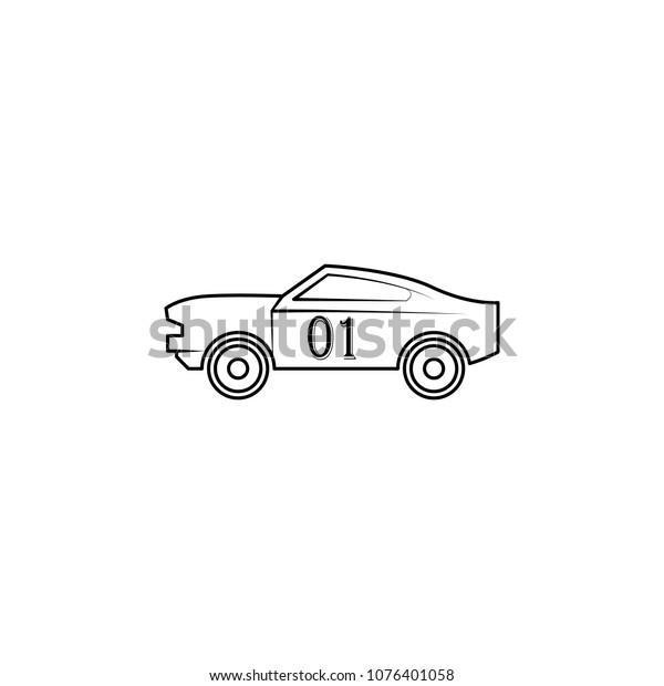 racing muscle car illustration. Element of\
extreme races for mobile concept and web apps. Thin line racing\
muscle car illustration can be used for web and mobile. Premium\
icon on white\
background