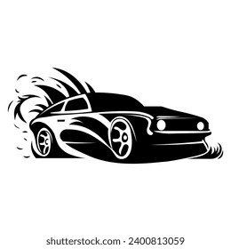 Racing muscle car illustration on white background
