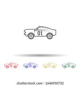 Racing muscle car multi color style icon. Simple thin line, outline vector of bigfoot car icons for ui and ux, website or mobile application