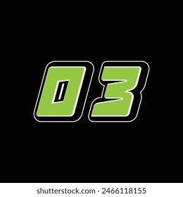 Racing number 03 design template