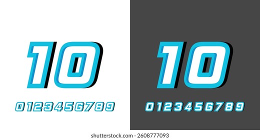 racing number 10, for racing, jersey, sports on white and dark background