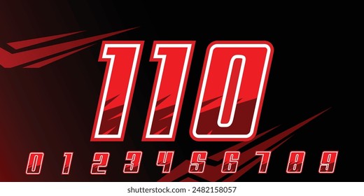racing number 110 logo design, with gradient red color for racing, sports motorbikes and racing jerseys