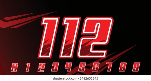 racing number 112 logo design, with gradient red color for racing, sports motorbikes and racing jerseys