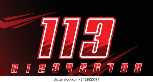 racing number 113 logo design, with gradient red color for racing, sports motorbikes and racing jerseys