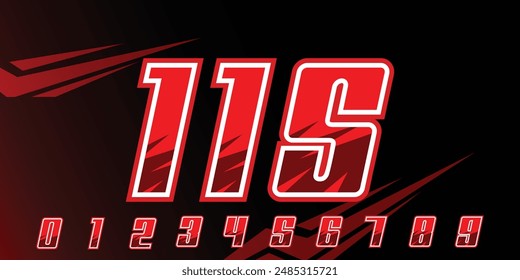 racing number 115 logo design, with gradient red color for racing, sports motorbikes and racing jerseys