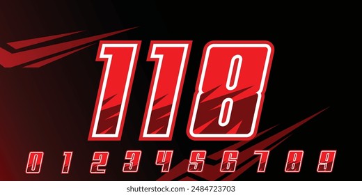 racing number 118 logo design, with gradient red color for racing, sports motorbikes and racing jerseys