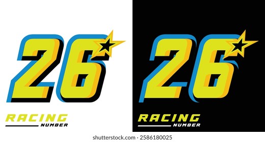 Racing number 26 with star,racing,racing starting number,sports racing number