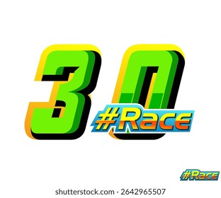 Rennnummer 30 Effekt Design Vektor Vorlage