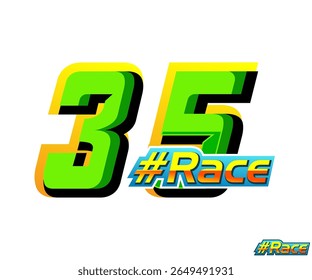 Número de carreras 35 efecto diseño Vector Plantilla