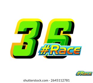 Número de carreras 36 efecto diseño Vector Plantilla