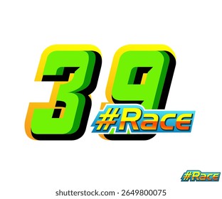 Racing number 39 effect design vector template